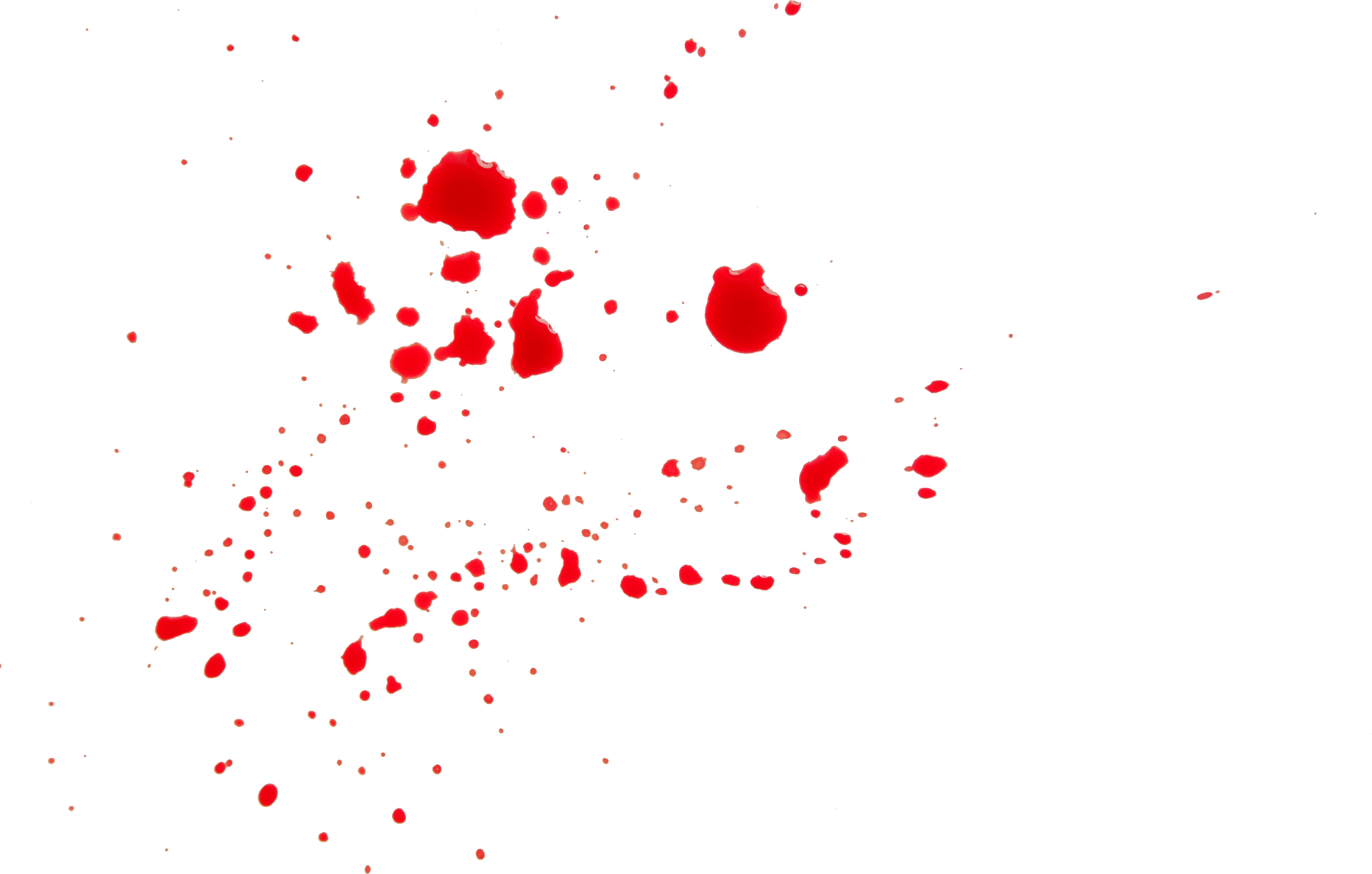 Spots of blood. Red blood splatter and drops isolated withou